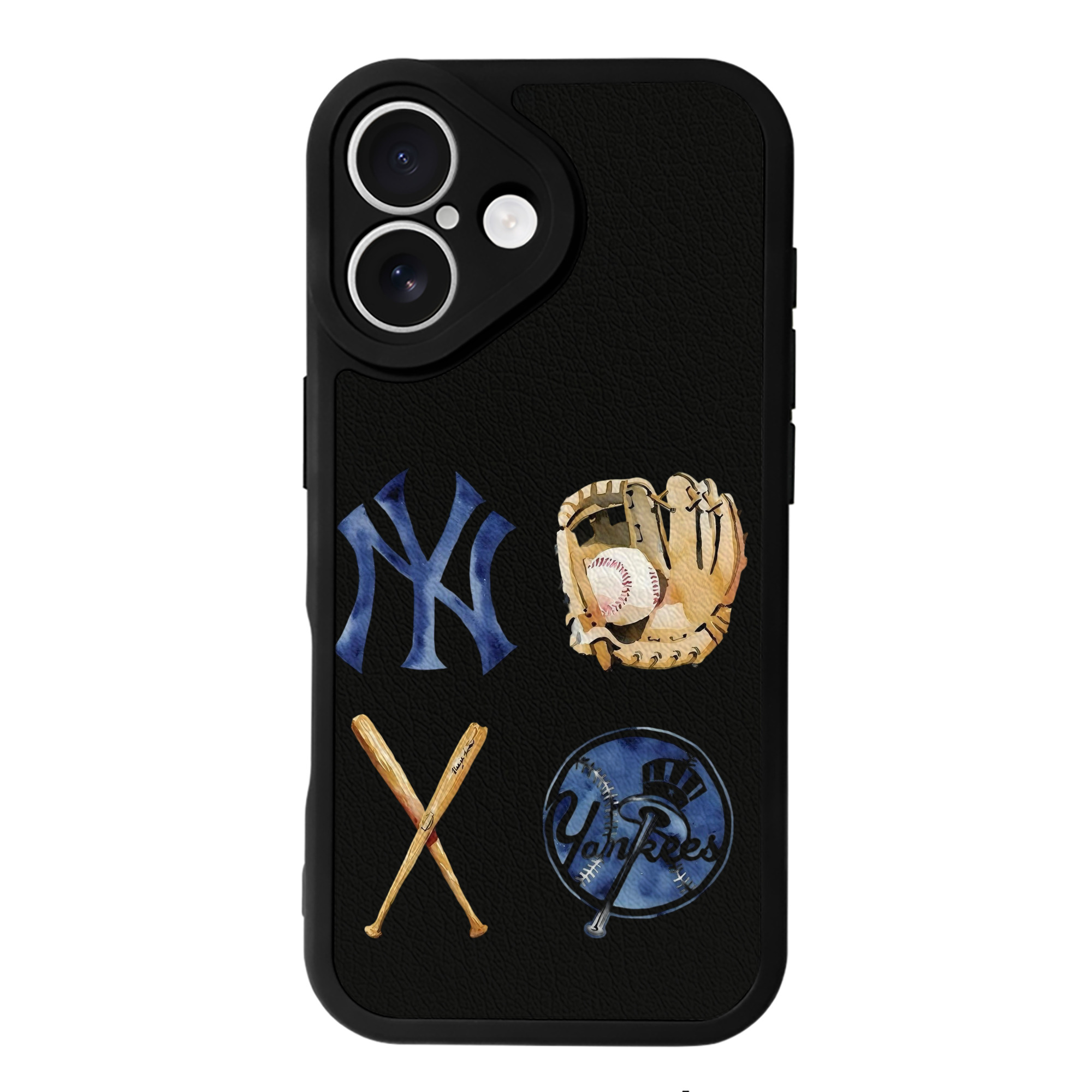 New York Yankees Baseball IPhone 16 Silicone Leather Case – UV Print, Lambskin Texture – Perfect Fit, Wireless Charging Compatible, Scratch Resistant, Precise Cutouts – Stylish Protection For IPhone 16